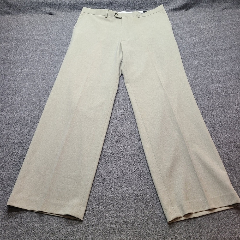 Claiborne Dress Pants Mens 38x32 Khaki NEW Flat Front Stretch Trousers